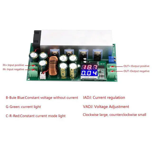 Alt view image 2 of 3 - DC-DC High Power 600W Adjustable Step-down Power Supply Module With Fan 12V-80V To 2.5V-50V Buck Converter 25A Constant Current