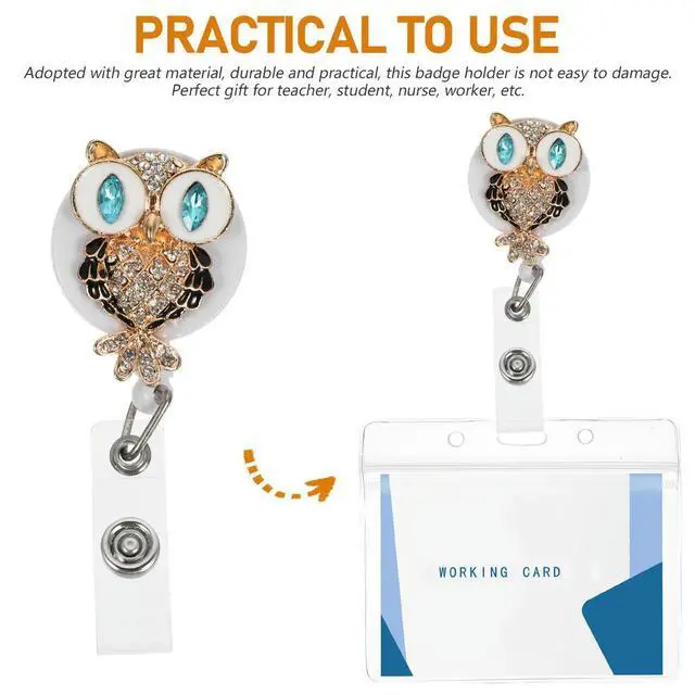 Alt view image 3 of 3 - l Rhinestone Crocodile Clip Retractable Badge Holder Convenient for Nurses Teachers Students Work Id Cards Key Ring