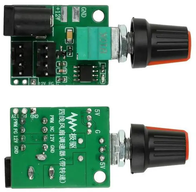 Alt view image 3 of 3 - 12V PWM Fan Adjustable Speed Controller with Potentiometer Knob Switch 5A Dual-Way 4 Wires DC Motor Driver Speed Governor