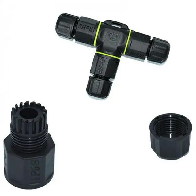 Alt view image 3 of 3 - IP68 Cable Waterproof Joint Connector Three-way Branching Device 4Pin T-type Outdoor Rainproof Wiring Terminal LED Wiring