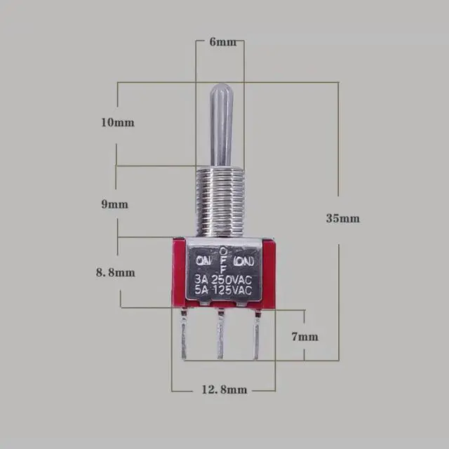 Alt view image 2 of 3 - 2PCS T8014B-SECQ Toggle Switch Self-locking Type 125V AC 5A/250V AC 3A 3 Gears 3 Pins Reset Button Switch