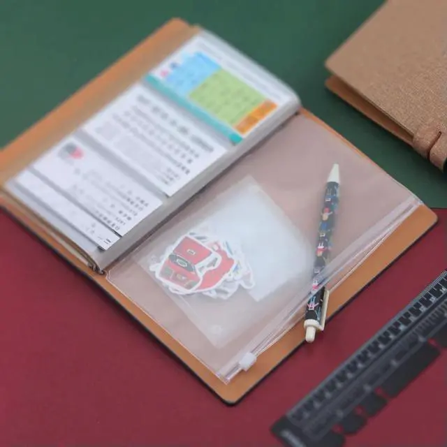 Alt view image 2 of 6 - 25Pcs A6 Binder Pockets Transparent PVC 6-Hole Binder Pockets Zip Folder Plastic Money Budget Envelopes