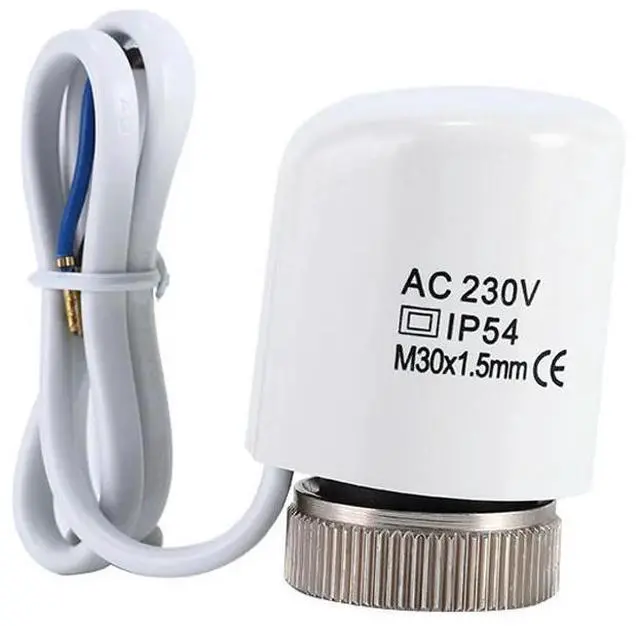 Main image of M30x1.5mm Electric Thermal Actuator AC 230V Normally Closed IP54 for Underfloor Heating Thermostatic Radiator Valve 0.9M Cable