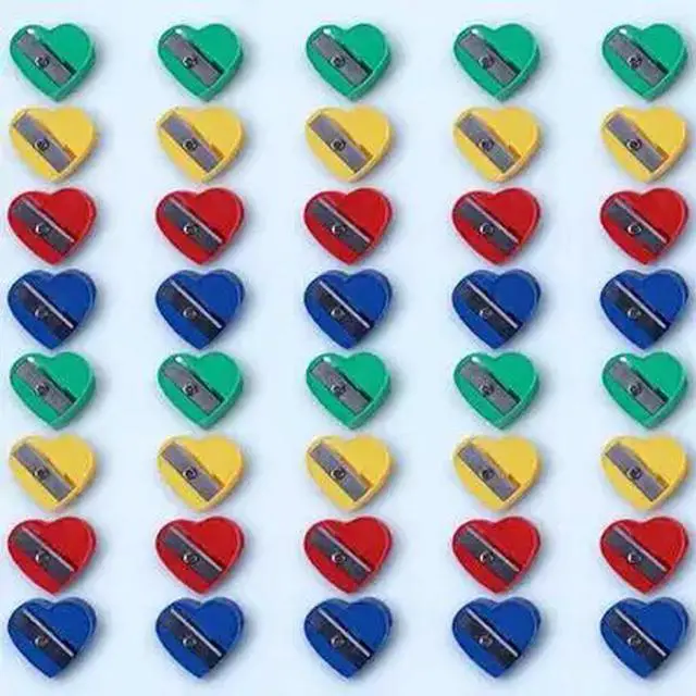 Main image of 40Pcs Heart Shape Manual Pencil Sharpeners Premium ABS l Construction Compact Mini Sharpener for Colored Pencils Crayons