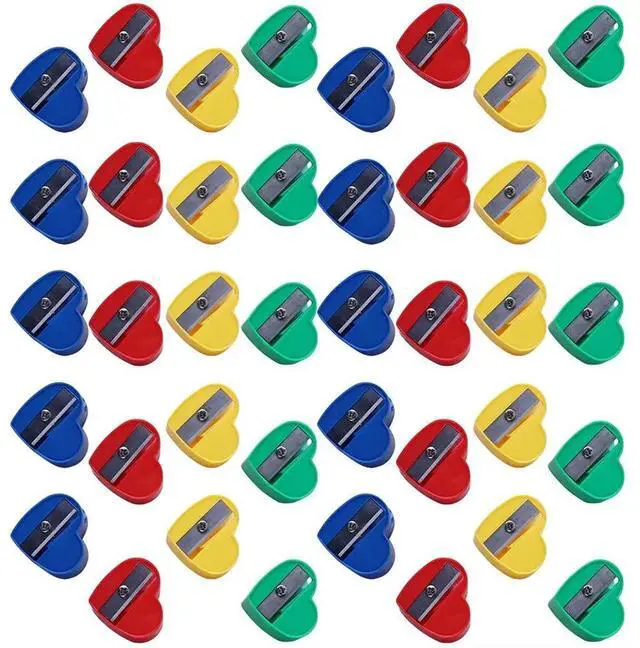 Alt view image 2 of 6 - 40Pcs Heart Shape Manual Pencil Sharpeners Premium ABS l Construction Compact Mini Sharpener for Colored Pencils Crayons