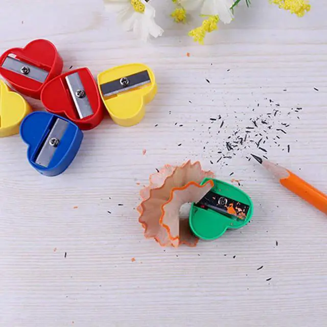 Alt view image 3 of 6 - 40Pcs Heart Shape Manual Pencil Sharpeners Premium ABS l Construction Compact Mini Sharpener for Colored Pencils Crayons