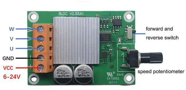 Alt view image 2 of 3 - Motor Speed Controller DC6-24V Brushless Motor Drive Board 200W Max Motor Governor Support 2-5S Small Power Brushless Motor