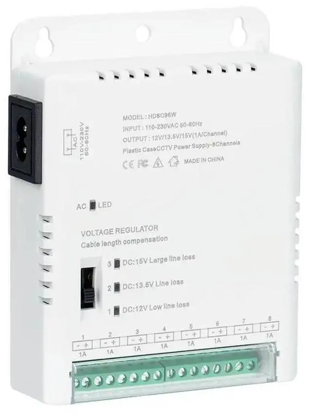 Alt view image 4 of 6 - CCTV Camera Power Supply Distribution Power Supply 90V-264VAC Input To 12V-13.8-15VDC Output