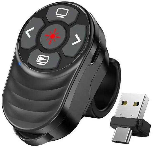 Alt view image 4 of 6 - Presenter Clicker 2.4G Bluetooth Dual Mode With Red Laser Finger Ring For Powerpoint, Mac