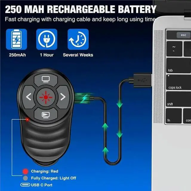 Alt view image 5 of 6 - Presenter Clicker 2.4G Bluetooth Dual Mode With Red Laser Finger Ring For Powerpoint, Mac