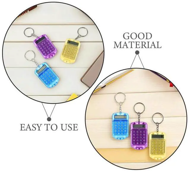 Main image of 3Pcs Mini Calculator Keychain Compact Pocket Electronic Calculator Flip Cover Nurse Student School Office Supplies