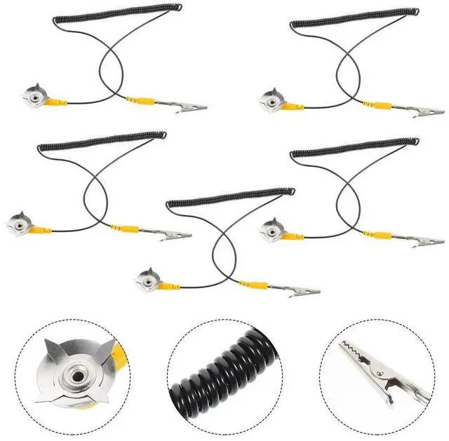 Main image of 5Pcs Anti-Static Ground Wire Esd Grounding Cable with Star Claw Wire Clamp PVC Material High Elasticity for Esd Protection