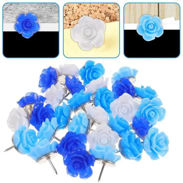 Main image of 30Pcs Flower Shape Push Pins Colorful Delicate Thumbtacks Multi-Function Small Thumb Tacks Map Accessories Daily Use