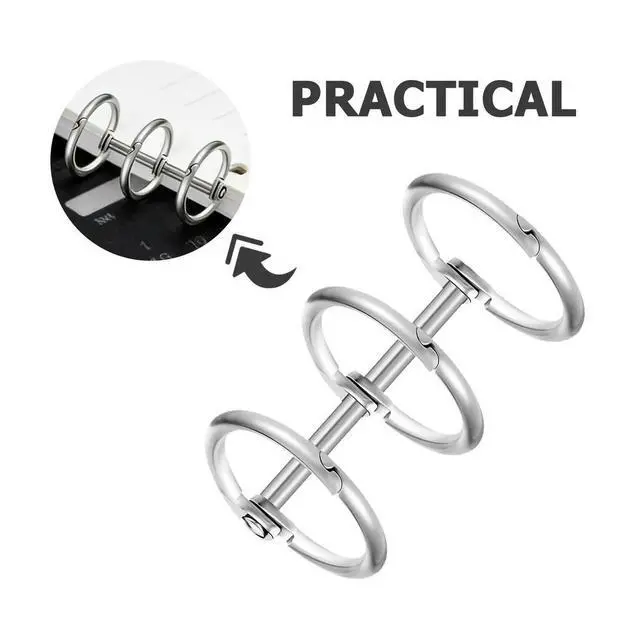 Alt view image 3 of 4 - 8Pcs Premium Rustproof Iron Binding Rings 3-Ring Snap Split Hinge for DIY Notebook Planner Journal Photo Album Document