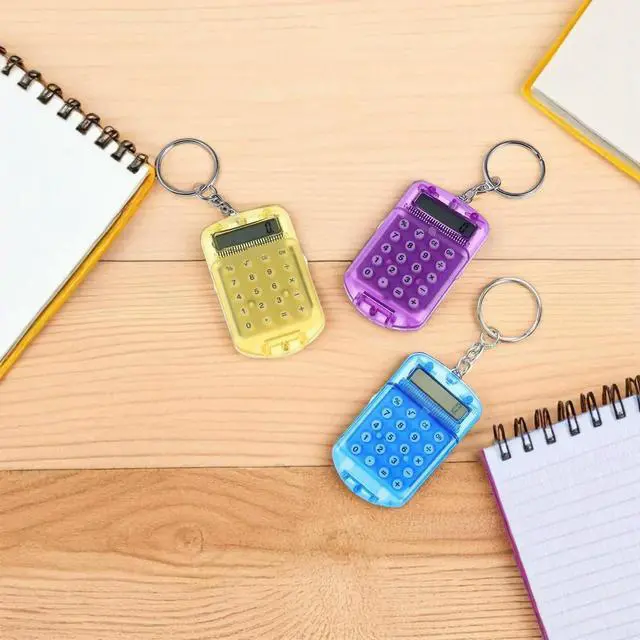 Alt view image 2 of 5 - 3Pcs Mini Calculator Keychain Compact Pocket Electronic Calculator Flip Cover Nurse Student School Office Supplies