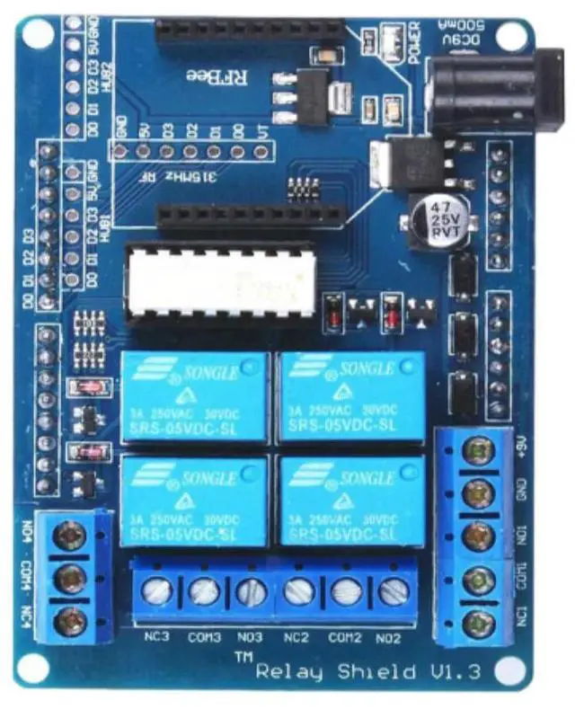 Main image of 4 Way 5V Relay Expansion Board Relay Shield V1.3 for Support Xbee/Bluetooth Bee/Programming Module