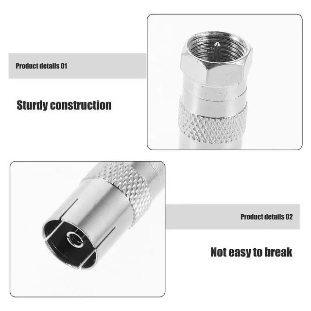 Alt view image 2 of 6 - 16Pcs Satellite Cable Connector F Male to TV Female Coaxial Adapter Nickel-Plated Zinc Alloy Low Signal Loss for TV Set-Top Box
