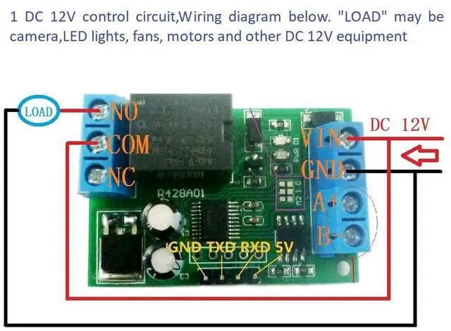 Alt view image 3 of 3 - 1 Channel DC12V Relay Switch Board RS485 MODBUS RTU Serial Port Multi-function Relay Module PLC Controller 6 Modes of Working