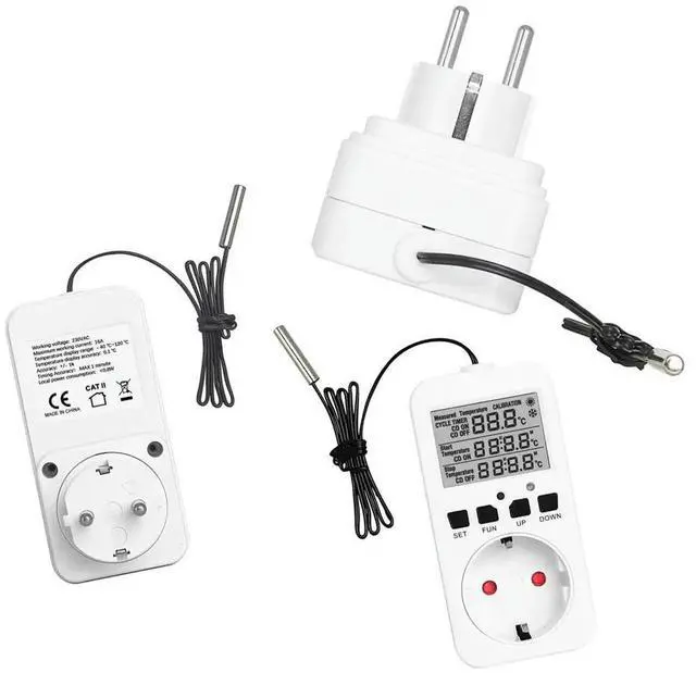 Main image of 16A EU Plug Digital Temperature Controller Socket for Greenhouse Thermostat Switch with Sensing Probe Heating Cooling Switch