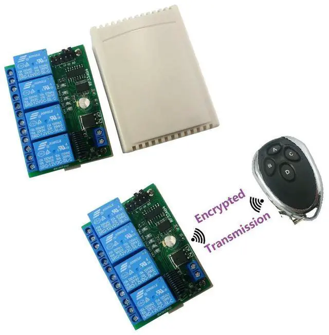 Main image of RC43A04 Transmitter Controller 4 Channel 433M RF Rolling Code Hopping Encoder Decoder for Secure Remote Keyless Entry