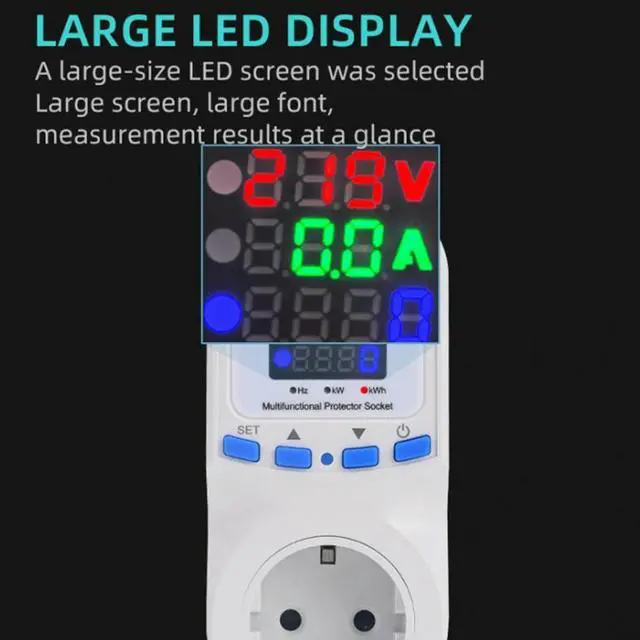Main image of 16A Metering Socket Large Screen Display 220V Overvoltage and Under Voltage Electronic Multifunctional Protector Socket