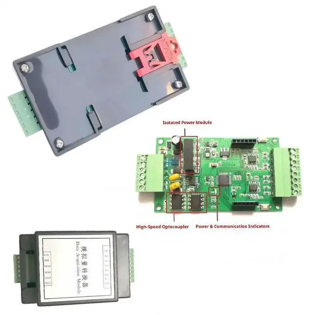 Main image of 4-Channel Analog Converter 10-30V Input of 0-20MA/4-20MA/0-5V/0-10V Output RS485 MODBUS Converter Module 12-bit AD Resolution