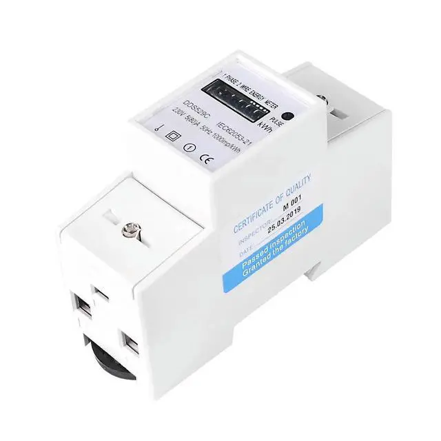 Alt view image 3 of 3 - 2 Wire Electric Energy Counter DDS529C1 Digital Single Phase AC 230V 5-80A Analog Watt Measurement Meter 35mm DIN Rail Mounting