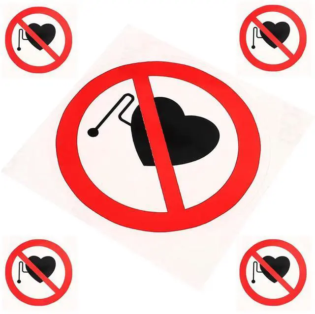 Alt view image 2 of 6 - 5Pcs No Warning Stickers Safety Sign Stickers Self Adhesive Vinyl els for Hospitals Device Safety Caution
