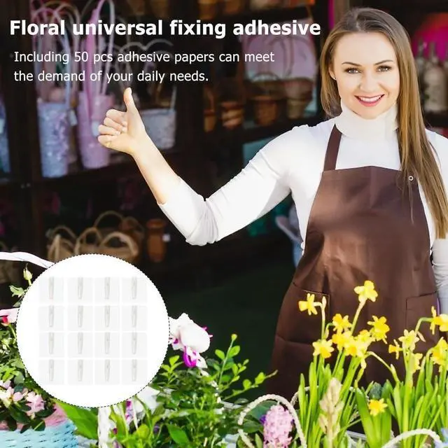 Alt view image 2 of 3 - 50Pcs DIY Bouquet Fixing Glue Transparent Plastic Adhesive Stickers Floral Packaging Materials Flower Shop Supply Tape
