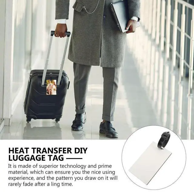 Alt view image 3 of 6 - 4Pcs Blank Luggage Tags DIY Sublimation Heat Transfer for Suitcases Travel Business Trip Identification DIY Blank Luggage Tag