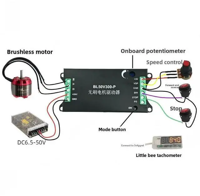 Main image of 300W No Hall Motor Speed Controller DC6.5-50V Brushless Motor Driver Module l Shell Fan Water Pump Model Aircraft Controller