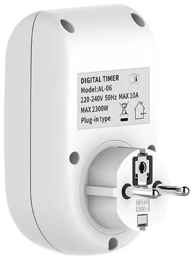 Alt view image 3 of 6 - AL-06 LCD Digital Display Timer Switch DE Plug AC220-240V 50Hz Timing Socket Wely Programmable Electronic Digital Timer Switch