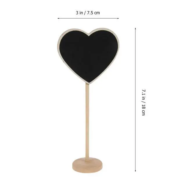 Alt view image 3 of 3 - 10Pcs Heart Shape Mini Wooden Blackboard for Short Messages Decoration Clip Base 1.46inch 3.7cm Diameter 7.1x2.9inch 18x7.5cm