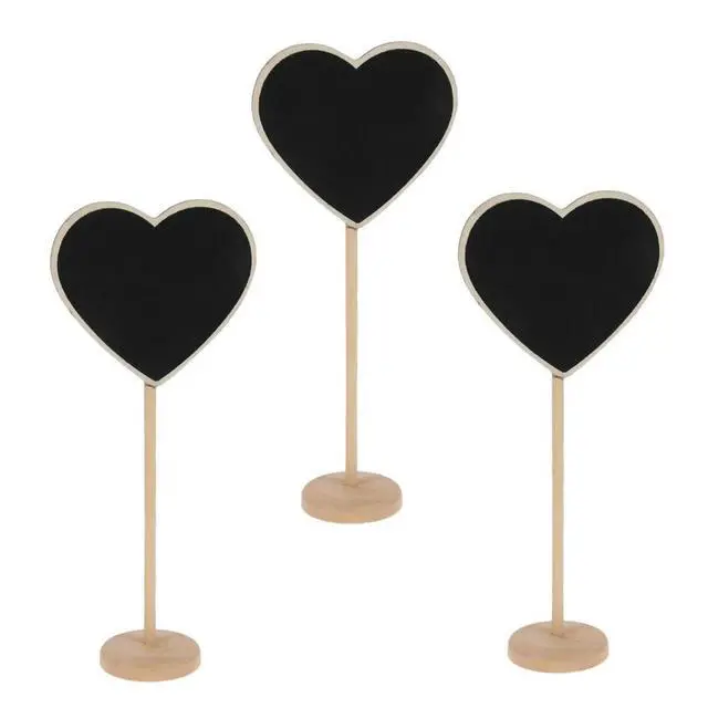 Alt view image 2 of 3 - 10Pcs Heart Shape Mini Wooden Blackboard for Short Messages Decoration Clip Base 1.46inch 3.7cm Diameter 7.1x2.9inch 18x7.5cm
