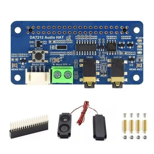 Alt view image 4 of 6 - DA7212 I2S Audio Board For Raspberry Pi Compatible Stereo Codec Dual Microphone Support With Speaker, Headphone& AUX I/O