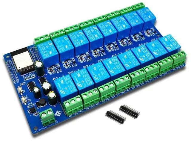 Alt view image 2 of 6 - ESP32 16 Way Relay Module Development Board DC 5V-12V for Home ESP32-WROOM Secondary Development Module Relay Board