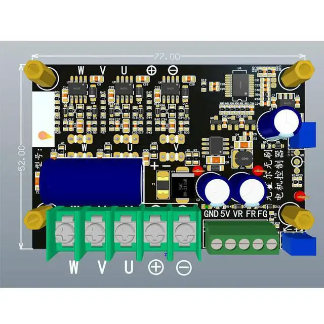 Alt view image 2 of 6 - 800W Motor Speed Regulator with/No Hall DC11-75V 20A Brushless Motor Driver Board Motor Governor Forward and Reverse Controller