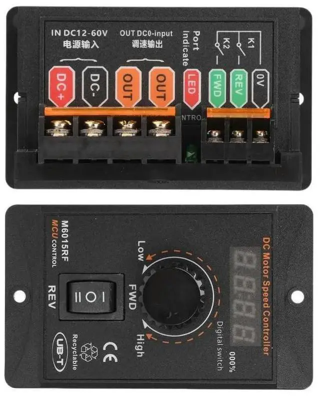 Alt view image 3 of 6 - PWM Motor Speed Controller DC12-60V 15A Digital Display 20kHz High Power DC Motor Governor Forward Reverse Electronic Regulator