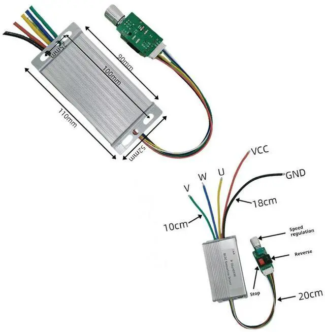 Main image of No Hall Controller Stop/Reverse Speed Regulator DC6-60V 3 Phase DC Brushless Motor Driver Module 750W BLDC Brushless Motor