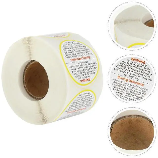 Main image of 1 Roll Safety Decal Sticker for Jars Tins Boxes Glass Plastic l Surfaces Aesthetic Safety Instruction
