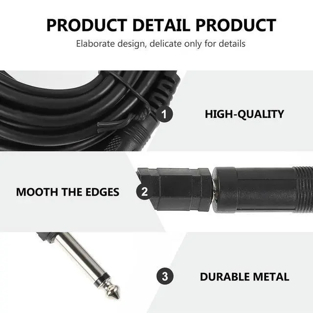 Alt view image 2 of 6 - 1Set Guitar Instrument Cable Professional Spiral Braided Noise-Reduction Fast Signal Transmission Electric Guitar Bass