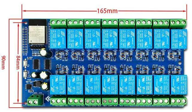 Alt view image 3 of 6 - ESP32 16 Way Relay Module Development Board DC 5V-12V for Home ESP32-WROOM Secondary Development Module Relay Board