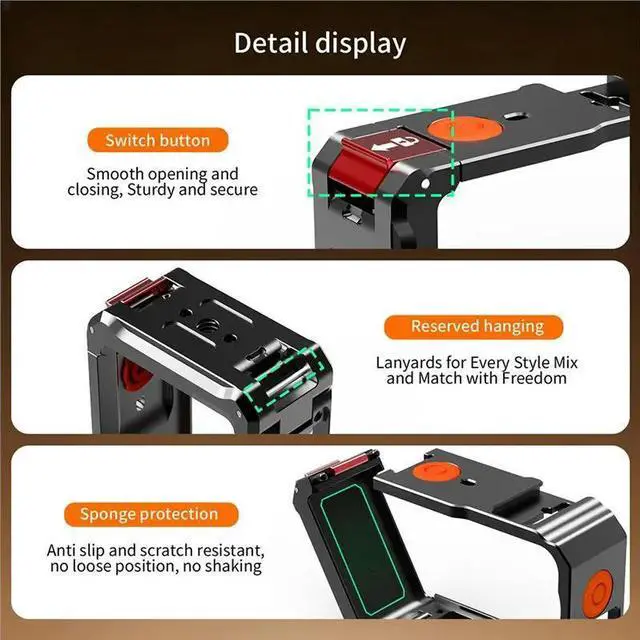 Alt view image 5 of 6 - Outdoor Anti Slip Handle Grip Anti Shock Camera Cage For Osmo Action 6 Magnetic Quick Release