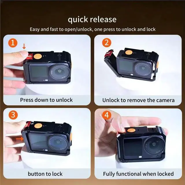 Alt view image 6 of 6 - Outdoor Anti Slip Handle Grip Anti Shock Camera Cage For Osmo Action 6 Magnetic Quick Release