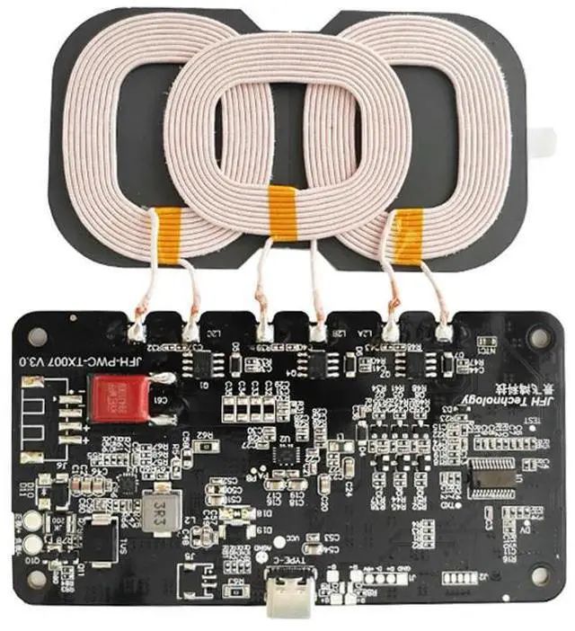 Main image of 9-32V 20W Type-C Qi Fast Charger Module 3 Coils Anti-reverse Short Circuit Protection Fast Charging Board for Car