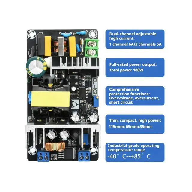 Alt view image 2 of 3 - AC/DC-DC Converter AC100-240V/DC141-339V to DC18-33V/DC1.25-31V Dual-channel Output Adjustable 180W Switching Power Supply Board