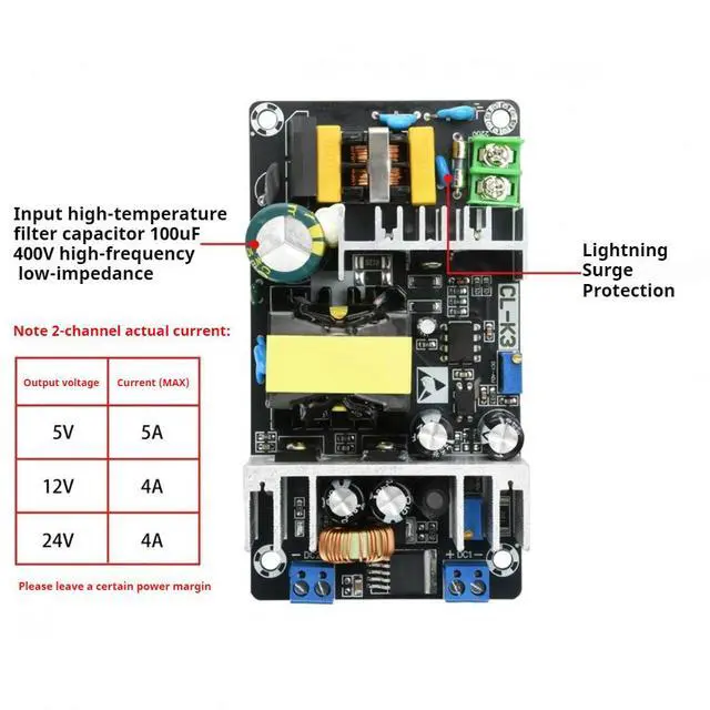 Alt view image 3 of 3 - AC/DC-DC Converter AC100-240V/DC141-339V to DC18-33V/DC1.25-31V Dual-channel Output Adjustable 180W Switching Power Supply Board