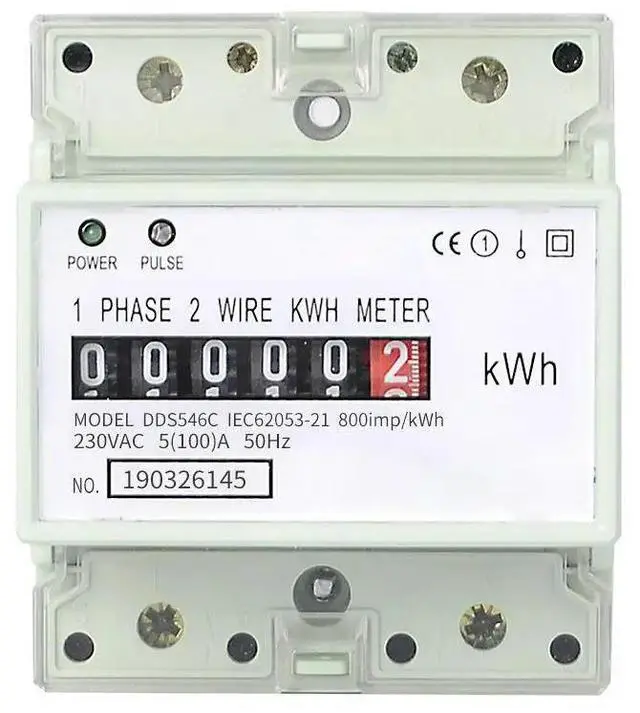 Main image of DDS546C 230VAC 50Hz Single Phase 4P Energy Counter Meter Analog Electric Wattmeter Electric Din Rail Energy Meter Watt Meter