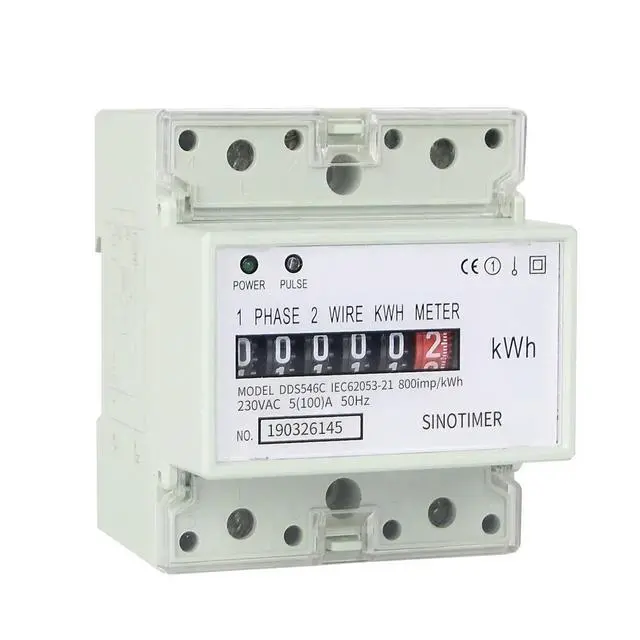 Alt view image 3 of 3 - DDS546C 230VAC 50Hz Single Phase 4P Energy Counter Meter Analog Electric Wattmeter Electric Din Rail Energy Meter Watt Meter
