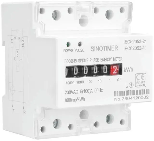 Main image of DDS6619-023 AC230V 100A Single Phase Electronic Energy Meter Din Rail kWh Counter Consumption Analog Electricity Gague Wattmeter